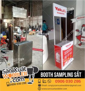 Thiết kế booth sampling sắt bán hàng lưu động sữa Yakult